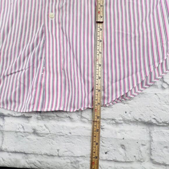 Lauren Ralph Lauren Men's Non Iron Button Up Shirt‎ 15.5 Pink White Blue Stripe - Picture 6 of 7